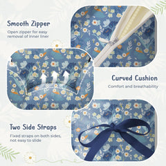 Uthem headrest pillow detail highlighting support and matching Blue Peony design