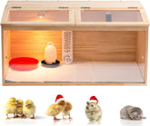 UYDJKLS front view of wooden brooder box showing sturdy construction and clear panel for easy monitoring