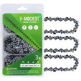 V-MODEST front packaging showing three 18 inch chains and quick replacement benefit