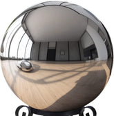 v2croft front view of 12 inch mirror sphere showing sleek finish and instant focal point