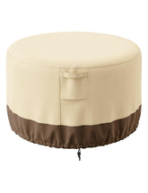 Vailge front view of round fire pit cover showing full protection