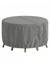 Vailge front view of round table cover protecting furniture from weather