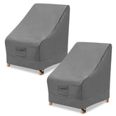Vailge front view showing two covered high-back chairs protecting furniture