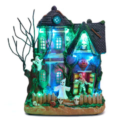 Valery Madelyn front view showing full haunted house and LED appeal