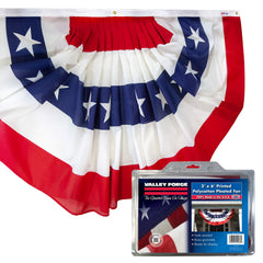 Valley Forge front view of fan flag showing stars and stripes, durable display