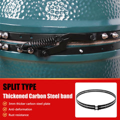 Vankey band fitted around Large Green Egg demonstrating improved seal