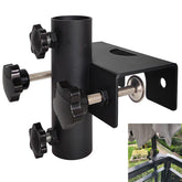 VANROUG clamp front view on railing showing secure hold and stability