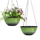 Vanslogreen front view of 10-inch hanging planter showing glossy finish and balanced shape