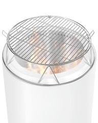 Vaticas front view showing assembled grate and stand, clear grilling benefit