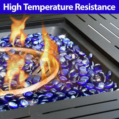 vchin cobalt blue in fire pit with flames highlighting color contrast