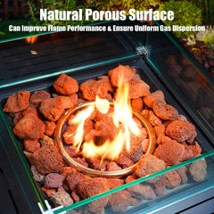 vchin lava rocks arranged in outdoor fire pit enhancing flame visuals