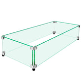 vchin front view of tempered glass wind guard showing clean modern look and flame visibility