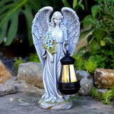 VChymm front view of solar angel statue showing decorative finish and presence