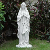 VChymm statue front view showing serene Mary and outdoor decor benefit