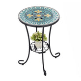 VCUTEKA front view of mosaic side table shows colorful appeal and stable design