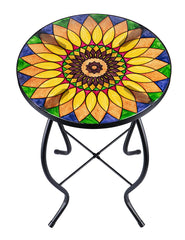 VCUTEKA front view of sunflower side table showing vibrant design and compact size