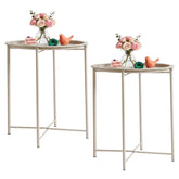 VECELO front view grey side table showing compact design and versatility