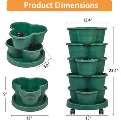 VECELO close-up of stacked pots highlighting durable plastic and tier seams