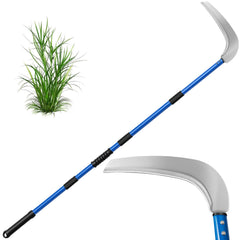 VEKSICY front view of blue scythe showing full tool and blade benefit