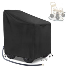 Velfree front view of cover protecting hose reel cart; weather protection benefit