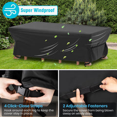 Velway cover installed on bistro table with chairs, demonstrating weather protection in use