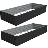 Vengarus front view assembled two black galvanized planter boxes showing full length benefit durability