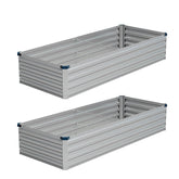 Vengarus front view of two galvanized planter boxes showing durable build benefit