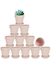 vensovo front view pink terracotta pack showing uniform pots and saucers for coordinated displays