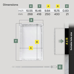 Vent Systems closeup of flange and printed dimensions for easy measurement verification