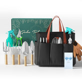 VerdantVibes front view of full 9-piece set showing organized tools and bag benefit durability