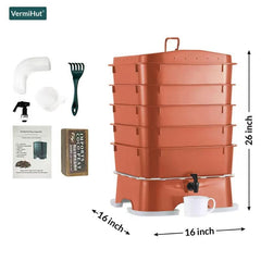 VermiHut side profile highlighting stackable trays and space-saving benefit