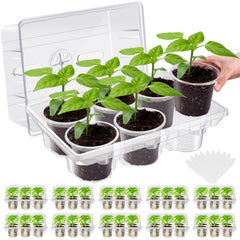 Vesici front view of full 10-pack seed starter kit showing clear domes