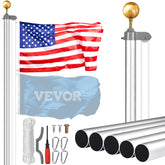 VEVOR full assembled 20ft flagpole erected showing durable outdoor presence