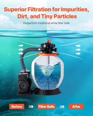 VEVOR filter balls inside included wash bag for easy cleaning