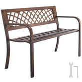 VEVOR bench front view showing sturdy frame and elegant antique bronze finish for curb appeal