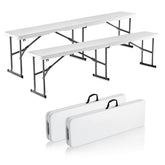 VEVOR front view of 6ft bench showing full seating and white finish, sturdy appearance