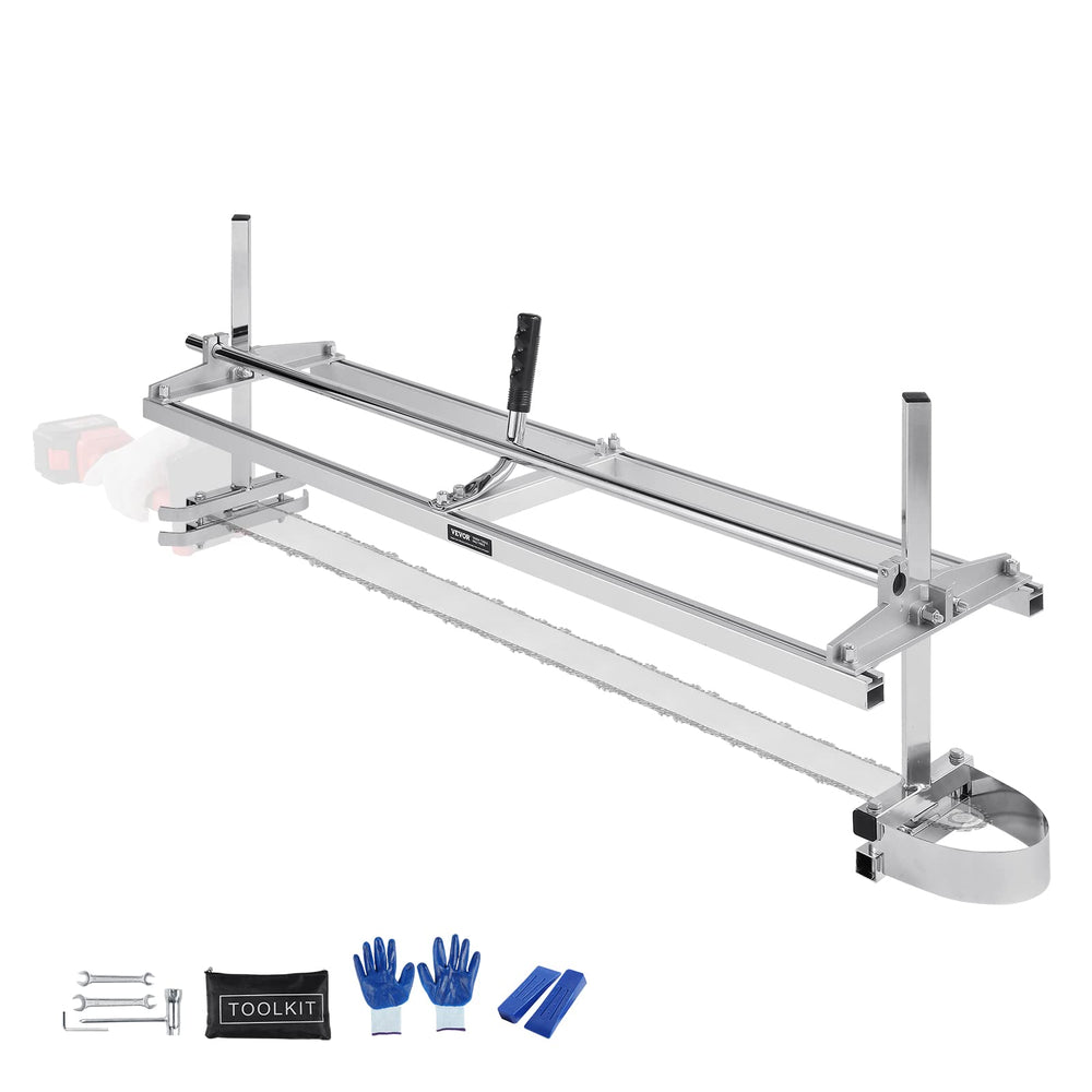 VEVOR chainsaw mill front overview showing stable frame and mounting