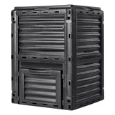 VEVOR front view of 80-gallon compost bin showing capacity and compact footprint benefit