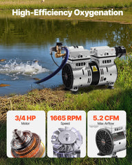 VEVOR compressor dimensions close-up showing compact size and durable housing for flexible placement
