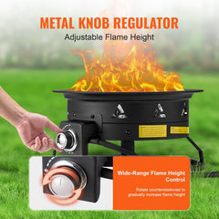 VEVOR covered fire pit with handle highlighting easy transport and storage