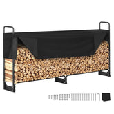 VEVOR front view of full-length firewood rack showing organized storage benefit