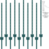 VEVOR front view of 10-pack 4ft U-channel posts showing included clips and zip ties for rapid setup