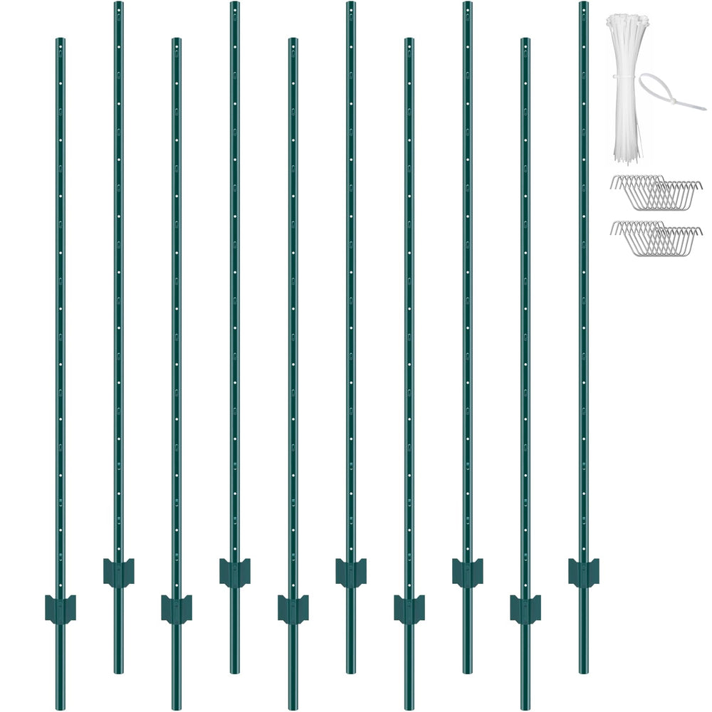 VEVOR front view of 10-pack fence posts showing ready-to-install convenience
