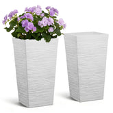 VEVOR front view of two white tall planters showing modern curb appeal