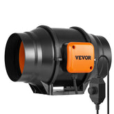 VEVOR inline fan front view showing compact housing and outlet, improves airflow