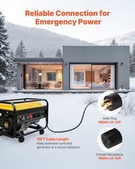 VEVOR 10 ft generator cord full length with NEMA L14-30 connectors for reliable power