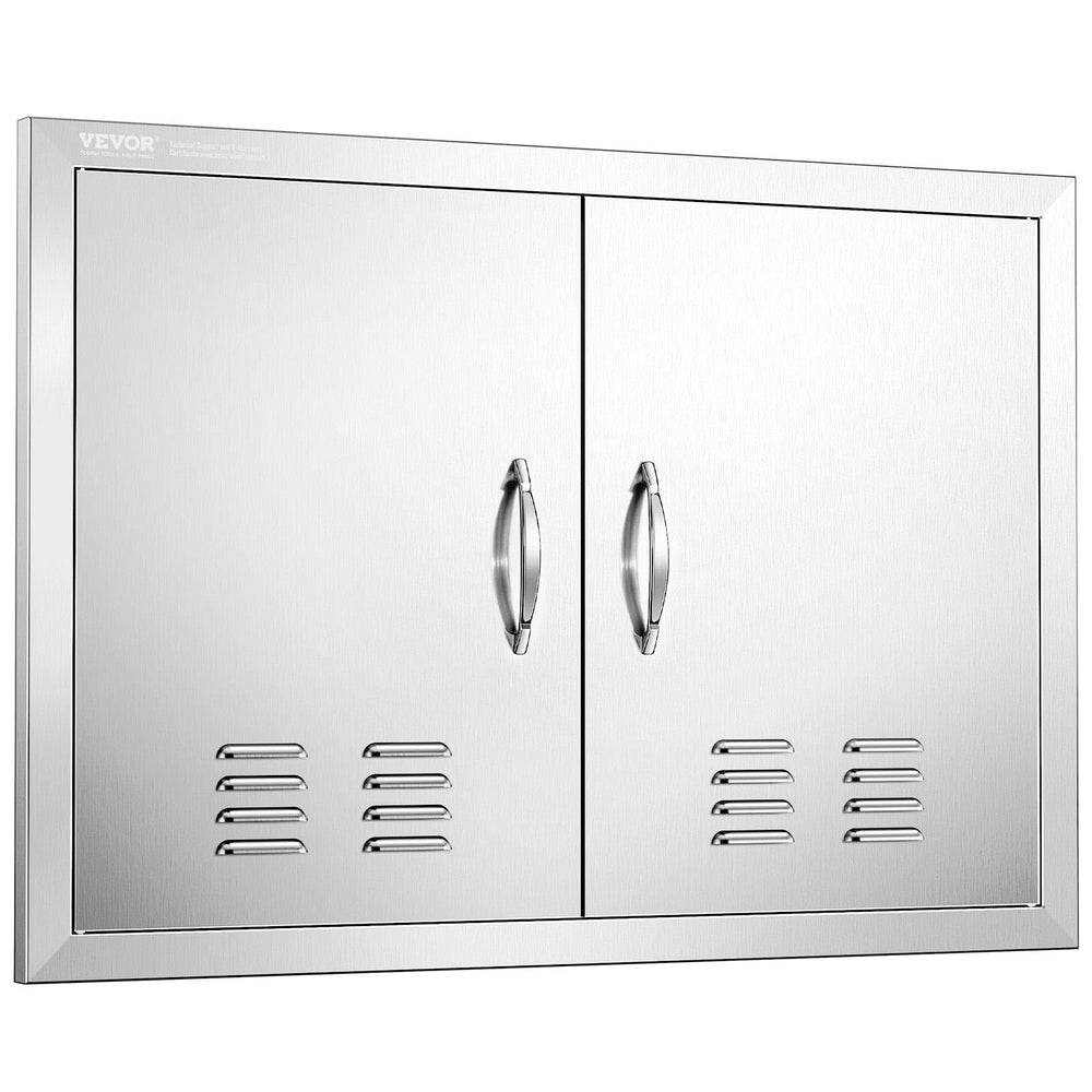 VEVOR front view of double stainless doors shows weatherproof finish and neat access