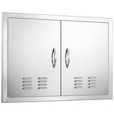 VEVOR front view of double stainless doors shows weatherproof finish and neat access