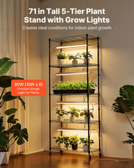 VEVOR close-up of upper shelf T5 LED tubes highlighting balanced full-spectrum light