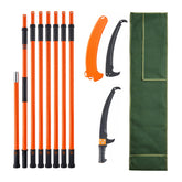 VEVOR full-length pole saw front view showing extended reach and stable build